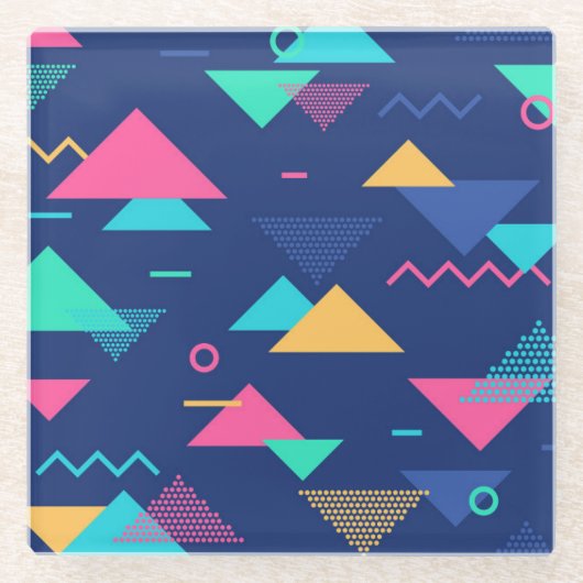 Patroon uit de jaren tachtig glazen onderzetter (Voorkant)