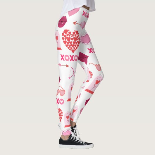 Patroon Valentijn`s Day 2024 achtergrond met hart Leggings (Rechts)