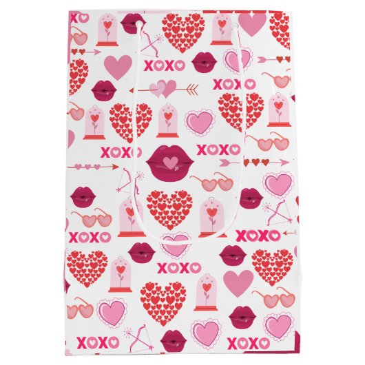 Patroon Valentijn`s Day 2024 achtergrond met hart Medium Cadeauzakje (Achterkant)