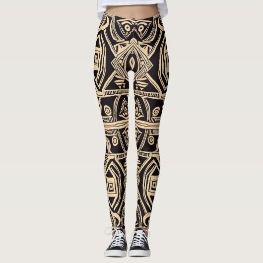 patroon van Afrikaanse modderdoek Leggings (Voorkant)