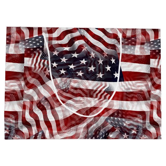 Patroon van Amerikaanse vlag Red White Blue Stripe Groot Cadeauzakje (Achterkant)