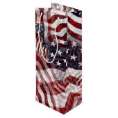 Patroon van Amerikaanse vlag Red White Blue Stripe Wijn Cadeautas (Achterkant Gekanteld)
