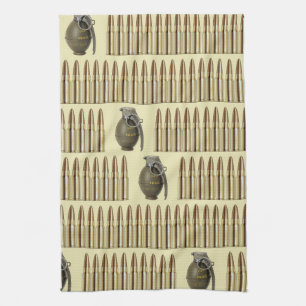 patroon van ammo's en granaten theedoek