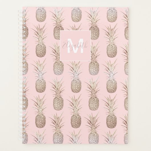 patroon van ananassen met gulden en blozen planner (Voorkant)