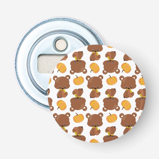 Patroon van Beren, luiers, Herfst, pompoenen Button Flesopener (Voorkant)