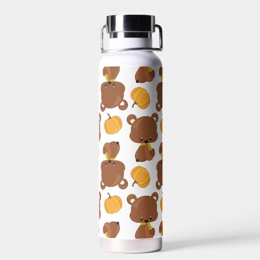 Patroon van Beren, luiers, Herfst, pompoenen Waterfles (Achterkant)