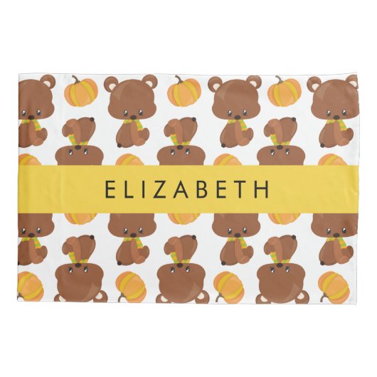 Patroon van Beren, schattige Beren, pompoen, Jouw  Kussensloop (Achterkant)