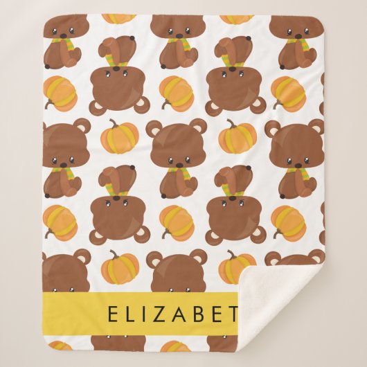 Patroon van Beren, schattige Beren, pompoen, Jouw  Sherpa Deken (Voorkant)