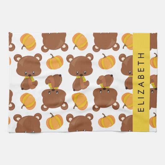 Patroon van Beren, schattige Beren, pompoen, Jouw Theedoek (Horizontaal)