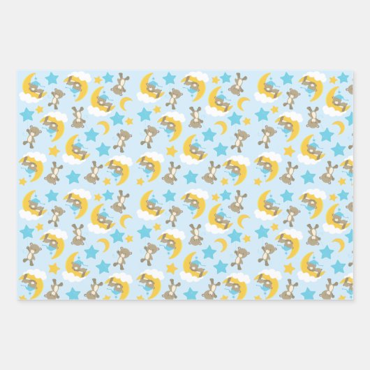 Patroon van Beren, stutten, teddydraden, sterren Inpakpapier Vel (Voorkant)