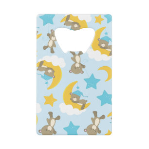 Patroon van Beren, stutten, teddydraden, sterren Kredietkaart Flessenopener