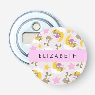Patroon van Beren, teddyberen, sterren, Jouw naam Button Flesopener