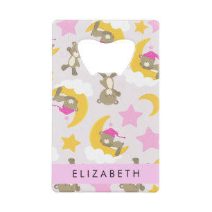 Patroon van Beren, teddyberen, sterren, Jouw naam Kredietkaart Flessenopener