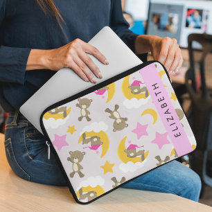 Patroon van Beren, teddyberen, sterren, Jouw naam Laptop Sleeve