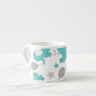 Patroon van blauw-olifantenblauw, luifaantjes, ste espresso kop