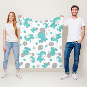 Patroon van blauw-olifantenblauw, luifaantjes, ste fleece deken