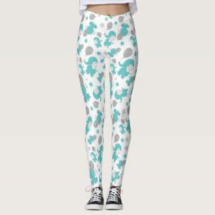 Patroon van blauw-olifantenblauw, luifaantjes, ste leggings