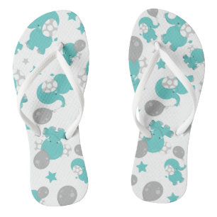 Patroon van blauw-olifantenblauw, luifaantjes, ste teenslippers