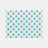  patroon van blauwgroen fleur de lis fleece deken (Voorkant (Horizontaal))
