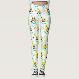 patroon van bloemen en vogels leggings