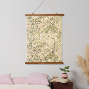  patroon van bloemen in Mocha Floral Peonies Hangend Wandkleed