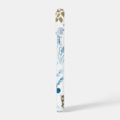 Patroon van bomen, uilen, pijnbomen en sneeuwvlokk iPhone 15 hoesje (Linkerkant)