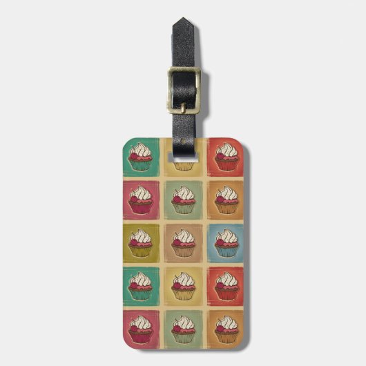  patroon van cupcakes bagagelabel (Voorkant verticaal)