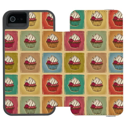 patroon van cupcakes incipio iPhone portemonnee hoesje (Agenda Open)