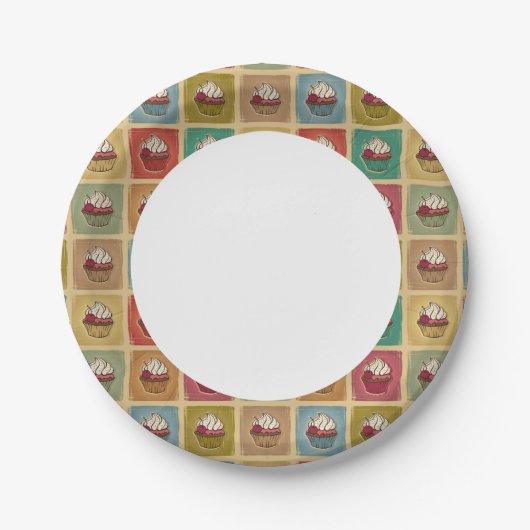  patroon van cupcakes papieren bordje (Voorkant)