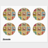  patroon van cupcakes ronde sticker (Vel)