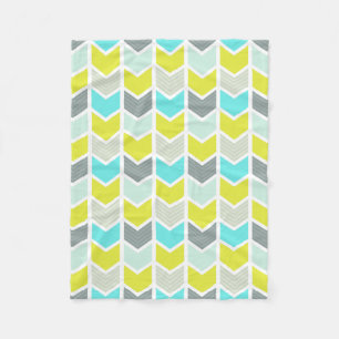 Patroon van de Chevron van Aqua het Blauwe Gele Fleece Deken