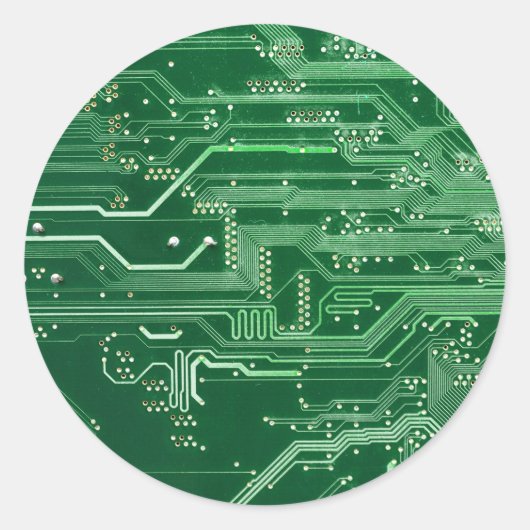 patroon van de computer met groene elektronische s ronde sticker (Voorkant)