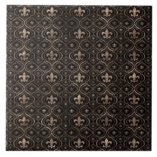 patroon van de moerassen zwart en goud tegeltje (Voorkant)