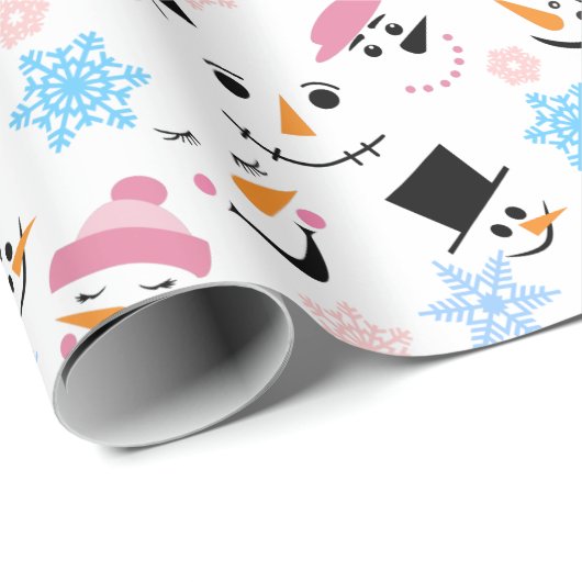Patroon van de sneeuwpoppen en sneeuwvlokken cadeaupapier (Rol Hoek)