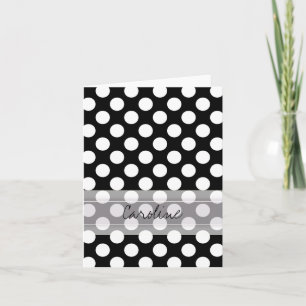 Patroon van de Stip van de Pret van het monogram Notitiekaartje