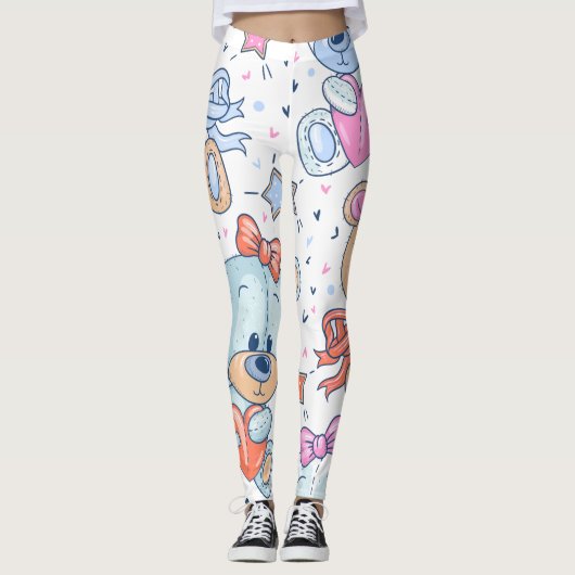 patroon van de teddybeer leggings (Voorkant)