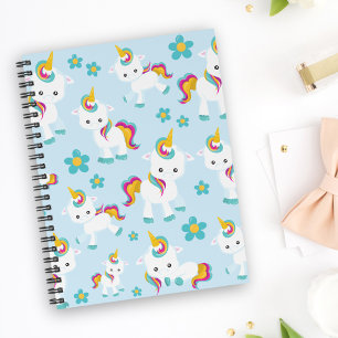 Patroon van de Unicorns, Cute Unicorns, Flowers Notitieboek