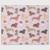 patroon van de variëteit dachshund in roze cadeaupapier (Vlak)