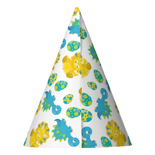 Patroon van dinosaurussen, luidopersen, Baby Dino Feesthoedjes (Achterkant)