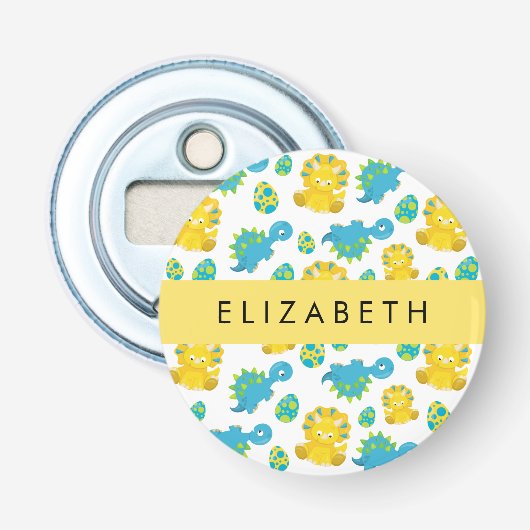 Patroon van dinosaurussen, schattige dinosaurussen button flesopener (Voorkant)