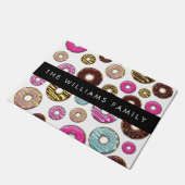 Patroon van donuts, kleurrijke donuts, Jouw naam Deurmat (Schuin)