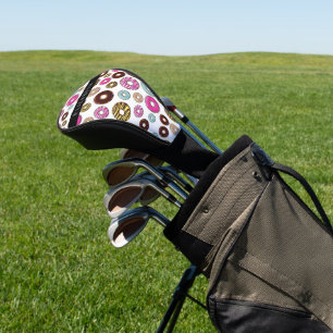 Patroon van donuts, kleurrijke donuts, Jouw naam Golfheadcover