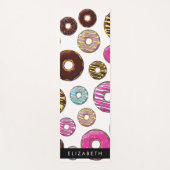 Patroon van donuts, kleurrijke donuts, Jouw naam Yogamat (Voorkant)