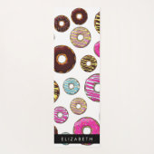 Patroon van donuts, kleurrijke donuts, Jouw naam Yogamat (Achterkant)