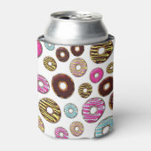 patroon van donuts, kleurrijke donuts, sproeten blikjeskoeler (Blikje Voorkant)