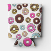 patroon van donuts, kleurrijke donuts, sproeten blikjeskoeler (Voorkant)