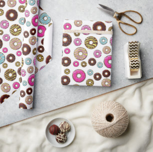 patroon van donuts, kleurrijke donuts, sproeten cadeaupapier