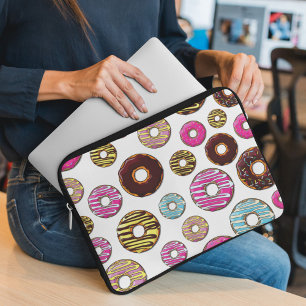 patroon van donuts, kleurrijke donuts, sproeten laptop sleeve