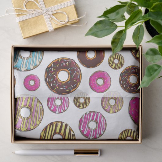 patroon van donuts, kleurrijke donuts, sproeten tissuepapier (Geschenk)