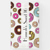 patroon van donuts, kleurrijke donuts, zoet 16 spandoek (Verticaal)